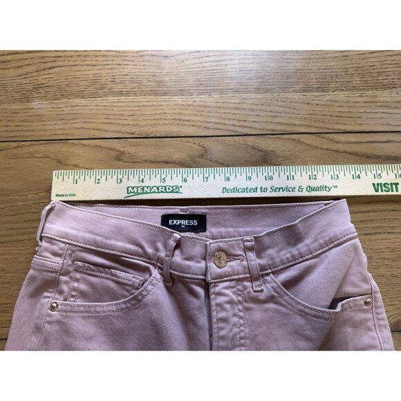 Express Skinny High Rise Pants Size 4R Pink Stretch Classic City Preppy Office - Picture 3 of 13